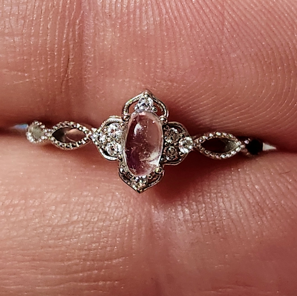 Beautiful 925 Sterling Silver Clear Quartz Adjustable Crystal Ring - Picture 3 of 8